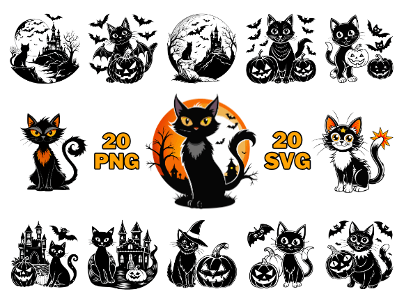 Black Spooky Cat Silhouette Clipart Review