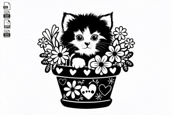 Cat Illustration Vector for Embroidery Projects