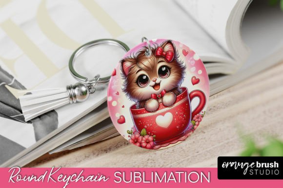 Cat Keychain Valentine's Day Embroidery Design