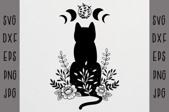 Cat with Flower Svg for Embroidery Projects