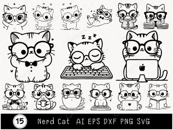 Cat with Glasses Cute Nerd Cat SVG Review