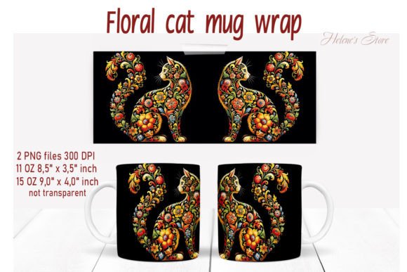 Flowers Cat Mug Wrap Sublimation Design Review
