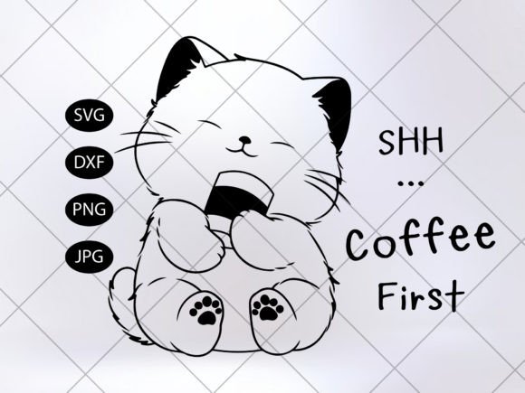 SHH.. Coffee First Cat Svg Review for Embroidery Projects