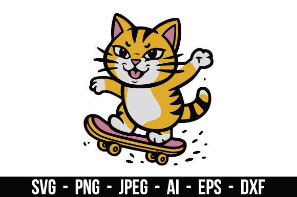 Skateboarding Cat SVG Review for Embroidery Projects
