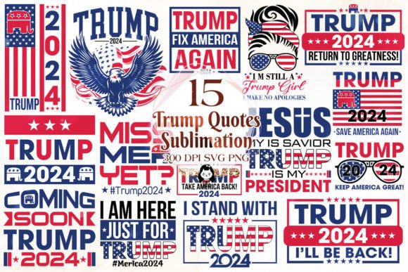 Trump 2024 SVG PNG Bundle for Embroidery Projects