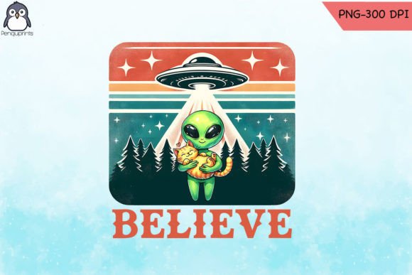 Vintage Alien Cat Lover PNG Review